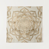 はすの生命の花-パステル調の金およびキャンバス タペストリー (正面)