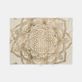 はすの生命の花-パステル調の金およびキャンバス フリースブランケット (正面(横))