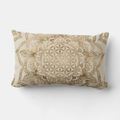 はすの生命の花-パステル調の金およびキャンバス ランバークッション (裏面)