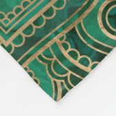 はすの生命の花-マラカイトおよび金ゴールド フリースブランケット (角)