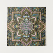 はすの生命の花-大理石および金ゴールド タペストリー (正面(横))