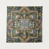 はすの生命の花-大理石および金ゴールド タペストリー (正面)