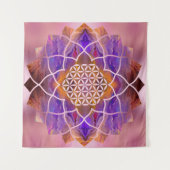 はすの生命-色彩の鮮やかな質の花 タペストリー (正面(横))