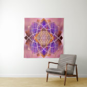 はすの生命-色彩の鮮やかな質の花 タペストリー (インサイチュ(横))