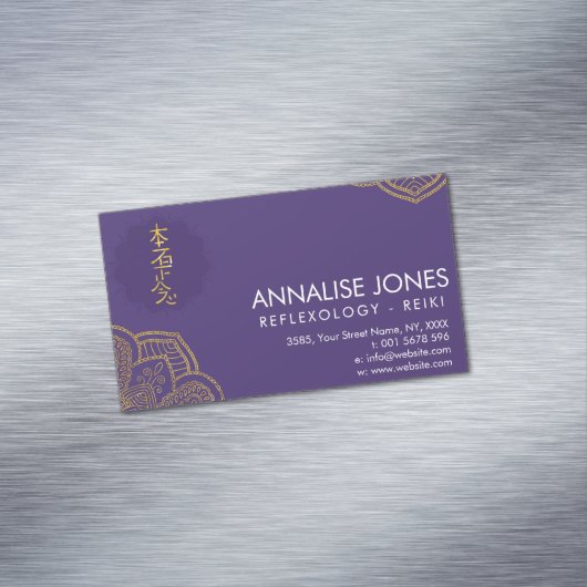 はすの紫色の金霊気の治療の記号 マグネット名刺 (インサイチュ)