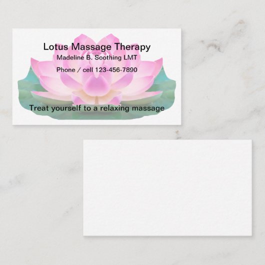 はすの花のデザインのマッサージのテーマ 名刺 (正面/裏面)