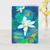 はすの花のハッピーバースデー カード (黄色い花)