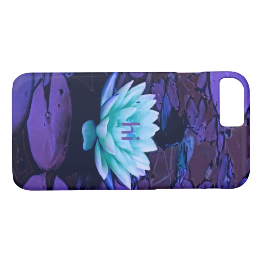 はすの花のモノグラムのな紫色のターコイズの花柄 Case-Mate iPhoneケース (裏面(横))