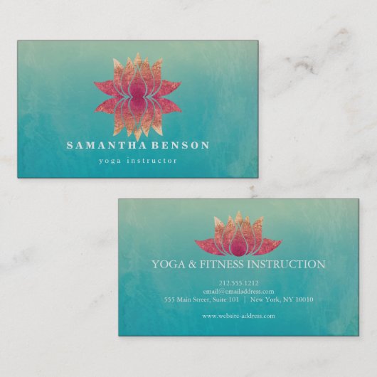 はすの花のロゴのヨガ 名刺 (正面/裏面)