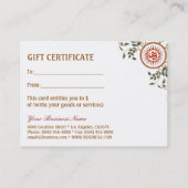 はすの花のロゴOMの記号のギフト券 割引カード (裏面)