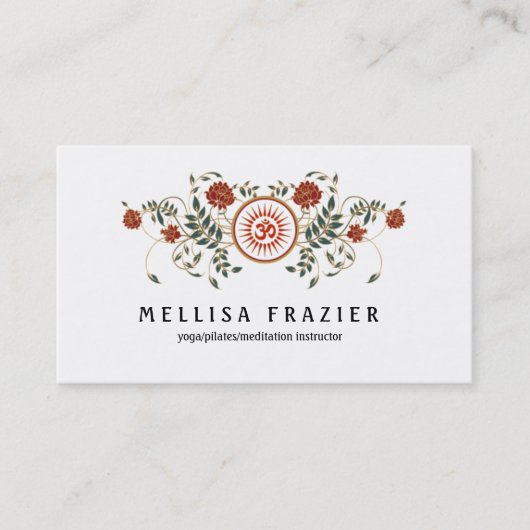 はすの花のロゴOMの記号の健康および健康 名刺 (正面)