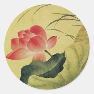 はすの花の中国人のファインアート ラウンドシール