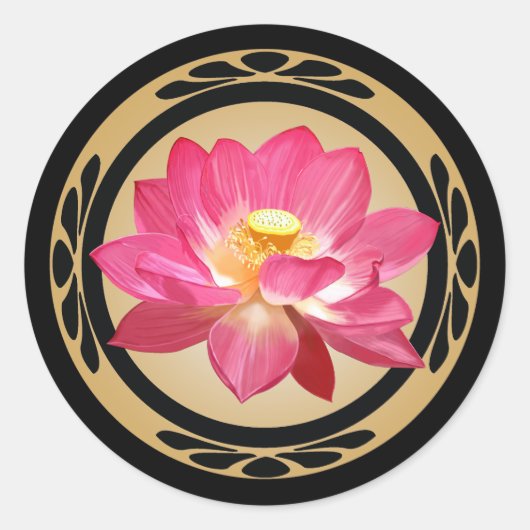 はすの花の円形のステッカー ラウンドシール (正面)