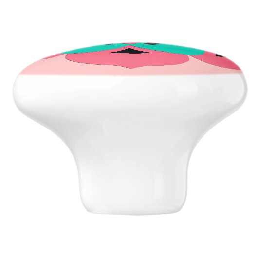 はすの花の曼荼羅、珊瑚のピンクおよびターコイズ セラミックノブ (側面)