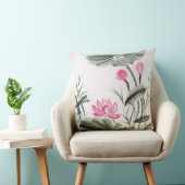 はすの花の水彩画の絵画 クッション (椅子)