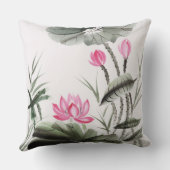 はすの花の水彩画の絵画 クッション (裏面)