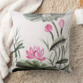 はすの花の水彩画の絵画 クッション (ブランケット)