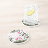 はすの花の水彩画の絵画 コースター (側面)