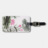 はすの花の水彩画の絵画 ラゲッジタグ (正面横)