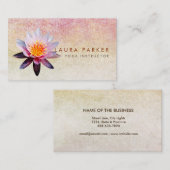 はすの花の水彩画の黙想のヨガのインストラクター 名刺 (正面/裏面)