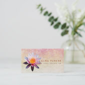 はすの花の水彩画の黙想のヨガのインストラクター 名刺 (スタンド正面)