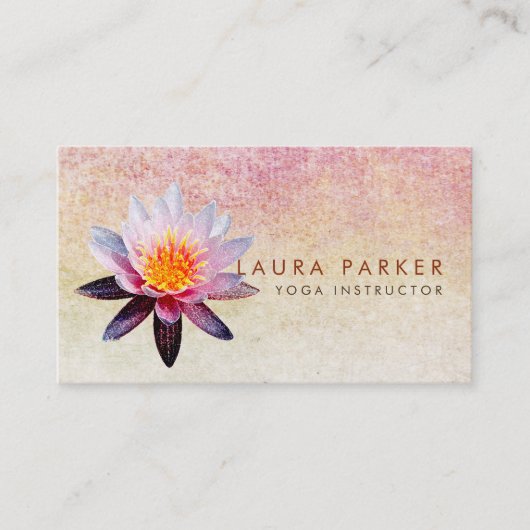 はすの花の水彩画の黙想のヨガのインストラクター 名刺 (正面)