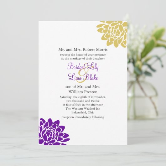 はすの花の結婚式招待状2 (紫色) 招待状 (スタンド正面)