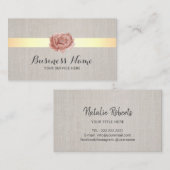 はすの花の金ゴールドのストライプのエレガントなリネンサロンのスパ 名刺 (正面/裏面)