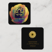 はすの花の金ゴールドの芸術のロゴの治療のヨガのホリスティック スクエア名刺 (正面/裏面)