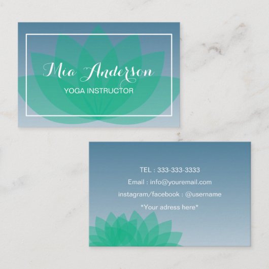 はすの花の青緑はBussinesカードをリラックスします 名刺 (正面/裏面)