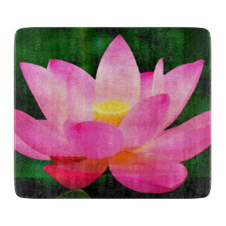 はすの花の鮮やかな水彩画 カッティングボード
