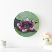 はすの花のBudhaの円形の(大きい)柱時計 ラージ壁時計 (ホーム)