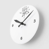 はすの花白黒インクスケッチの芸術 ラウンド壁時計 (傾斜)