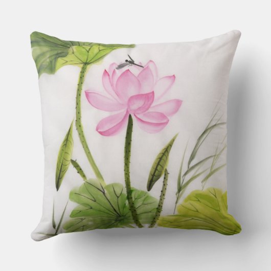 はすの花2の水彩画の絵画 クッション (裏面)