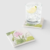 はすの花2の水彩画の絵画 ストーンコースター (横)