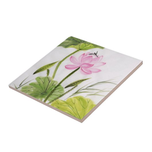 はすの花2の水彩画の絵画 タイル (側面)