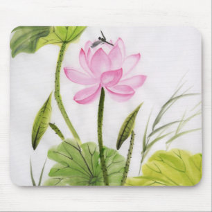 はすの花2の水彩画の絵画 マウスパッド