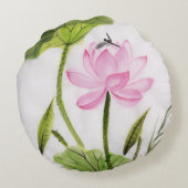 はすの花2の水彩画の絵画 ラウンドクッション (裏面)