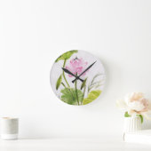 はすの花2の水彩画の絵画 ラウンド壁時計 (ホーム)