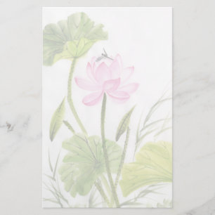 はすの花2の水彩画の絵画 便箋