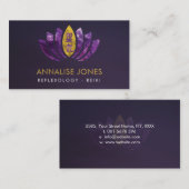 はすの霊気の治療の記号の紫色の金ゴールド 名刺 (正面/裏面)