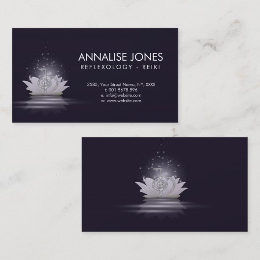 はすのChoku Reiの記号を直す銀製の霊気 名刺 (正面/裏面)