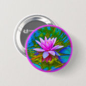 はすまたは《植物》スイレンのエレガントな花のヨガ 缶バッジ (正面&裏面)