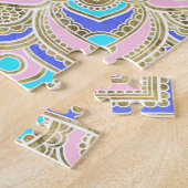 はすパステルおよび金ゴールドの生命の花 ジグソーパズル (側面)