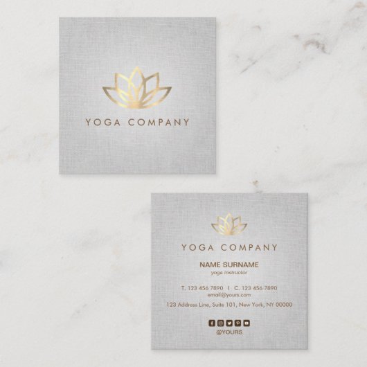 はすヨガのインストラクターの灰色の正方形の名刺 スクエア名刺 (正面/裏面)