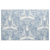 はす庭のヴィンテージの青いヨガの花柄 ファブリック (ファットクウォーター)