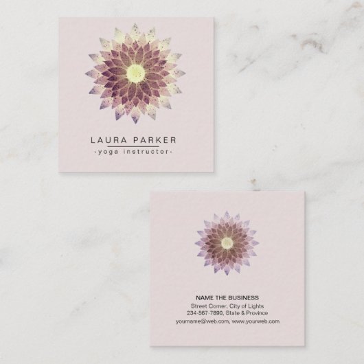 はす曼荼羅のペンキのヨガのインストラクターのホリスティック スクエア名刺 (正面/裏面)