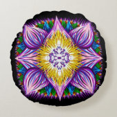 はす曼荼羅の芸術を覚醒させるカラフルなエアブラシ ラウンドクッション (正面)