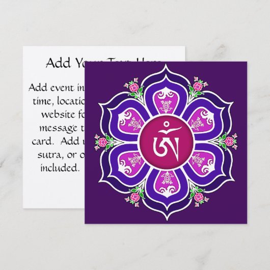 はす王位の曼荼羅のチベット語Om 招待状 (正面/裏面)