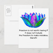 はす花の写真とのGandhiの自由の引用文 ポストカード (正面/裏面)